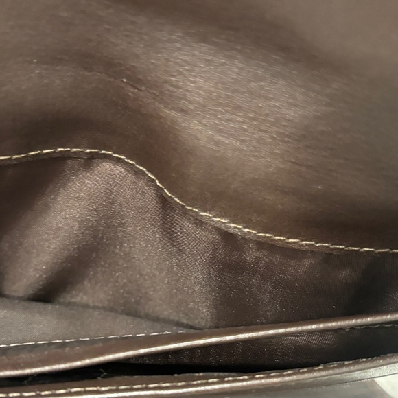 Coach Dark Brown Embossed Signature Leather Wallet with Gold Snap - Picture 8 of 13